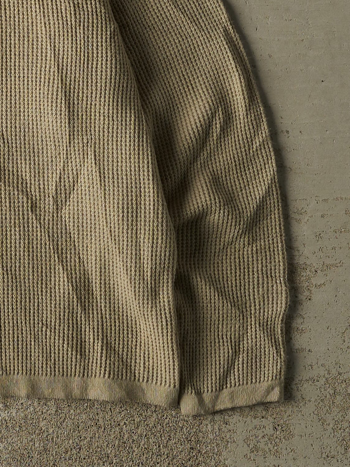 Vintage Y2K Beige Striped Thermal Long Sleeve (M/L)