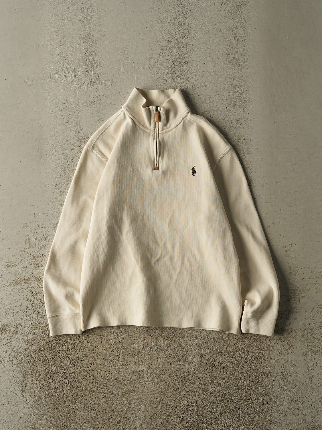 Vintage Y2K Beige Polo Quarter Zip Knit (S/M)