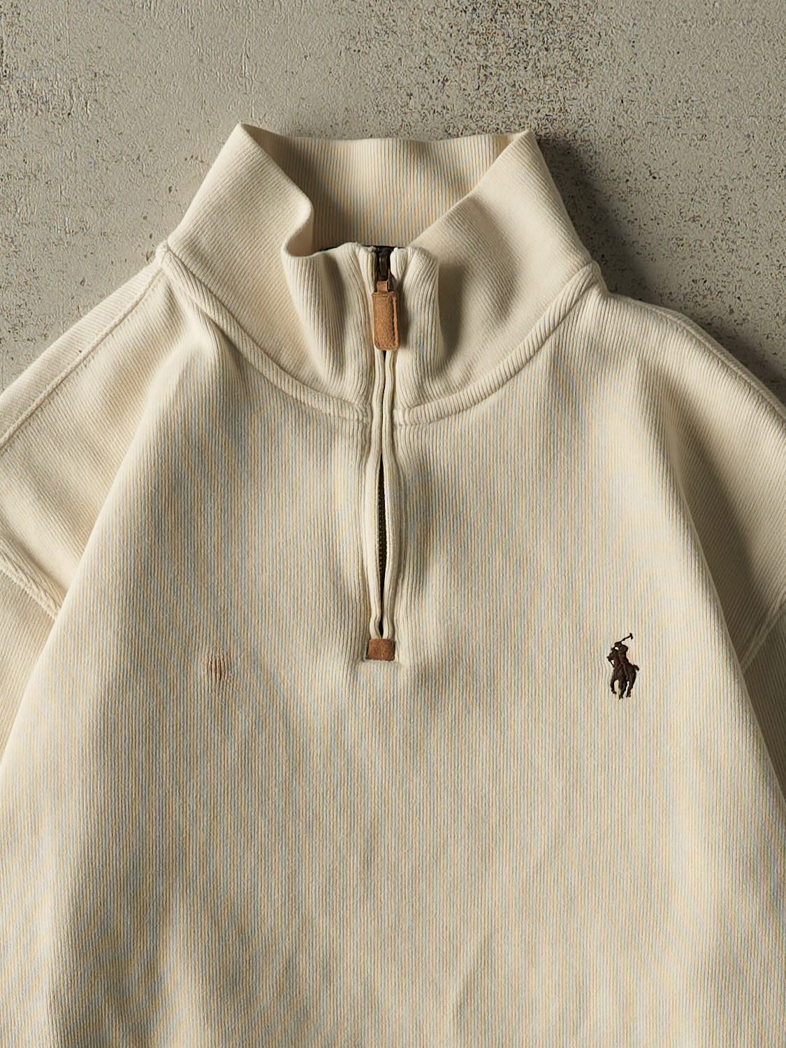 Vintage Y2K Beige Polo Quarter Zip Knit (S/M)