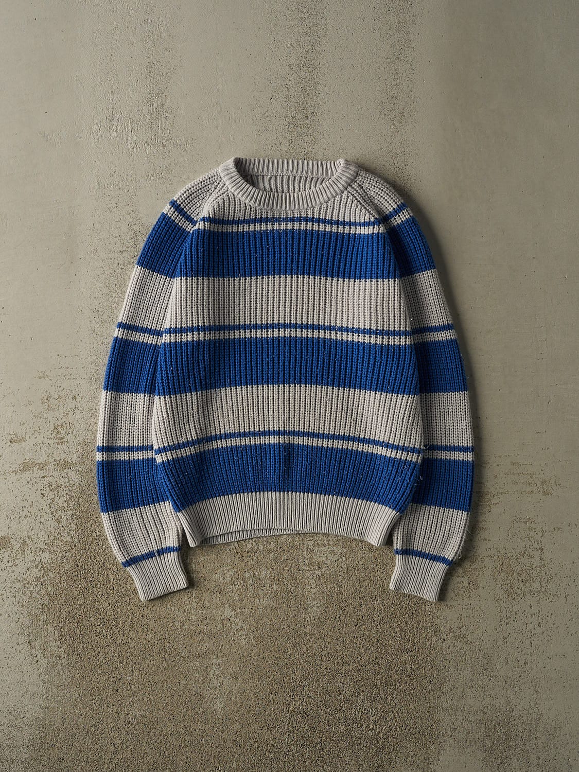 Vintage 90s Grey & Blue Striped Fisherman Knit (S/M)