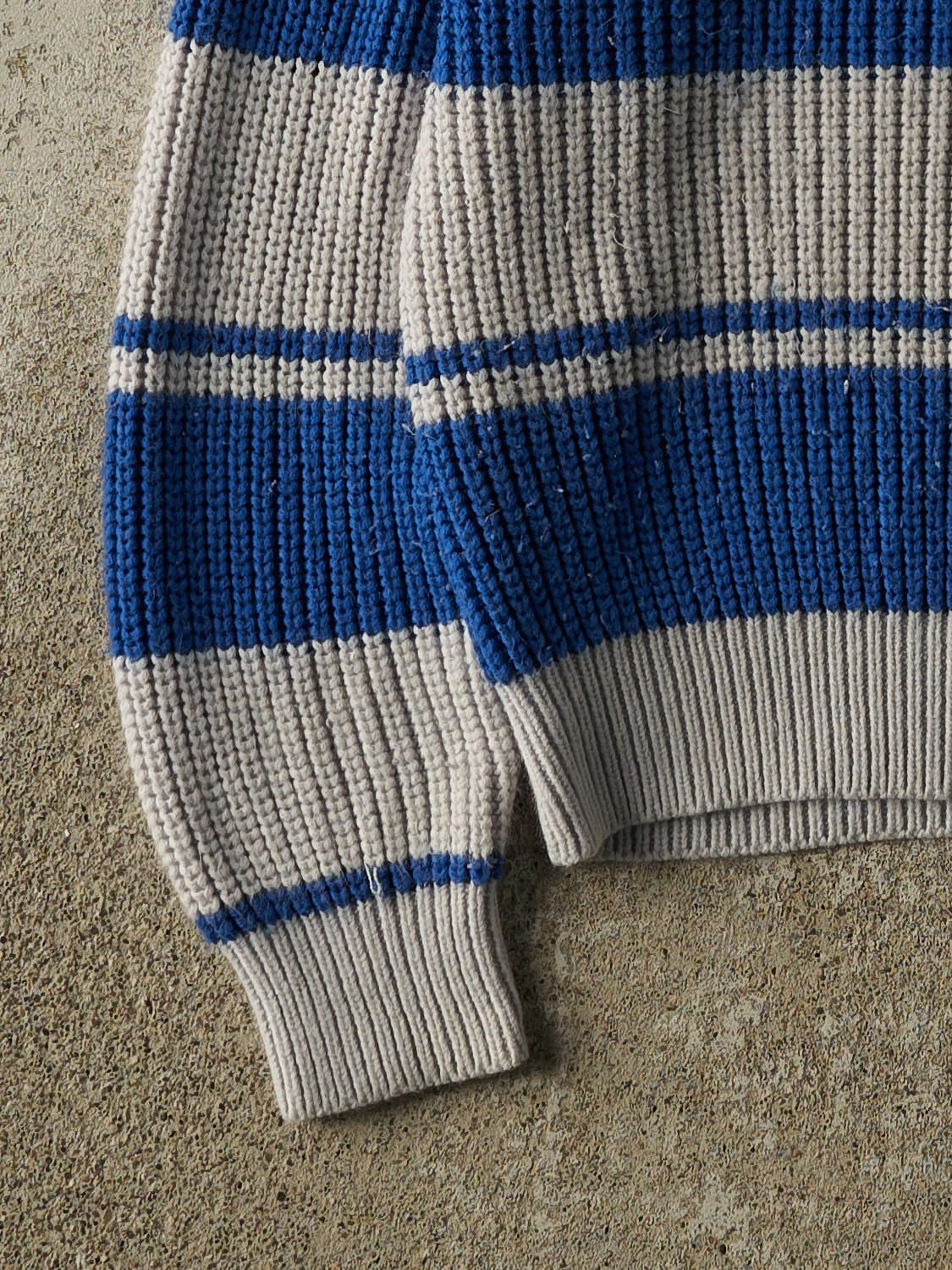 Vintage 90s Grey & Blue Striped Fisherman Knit (S/M)