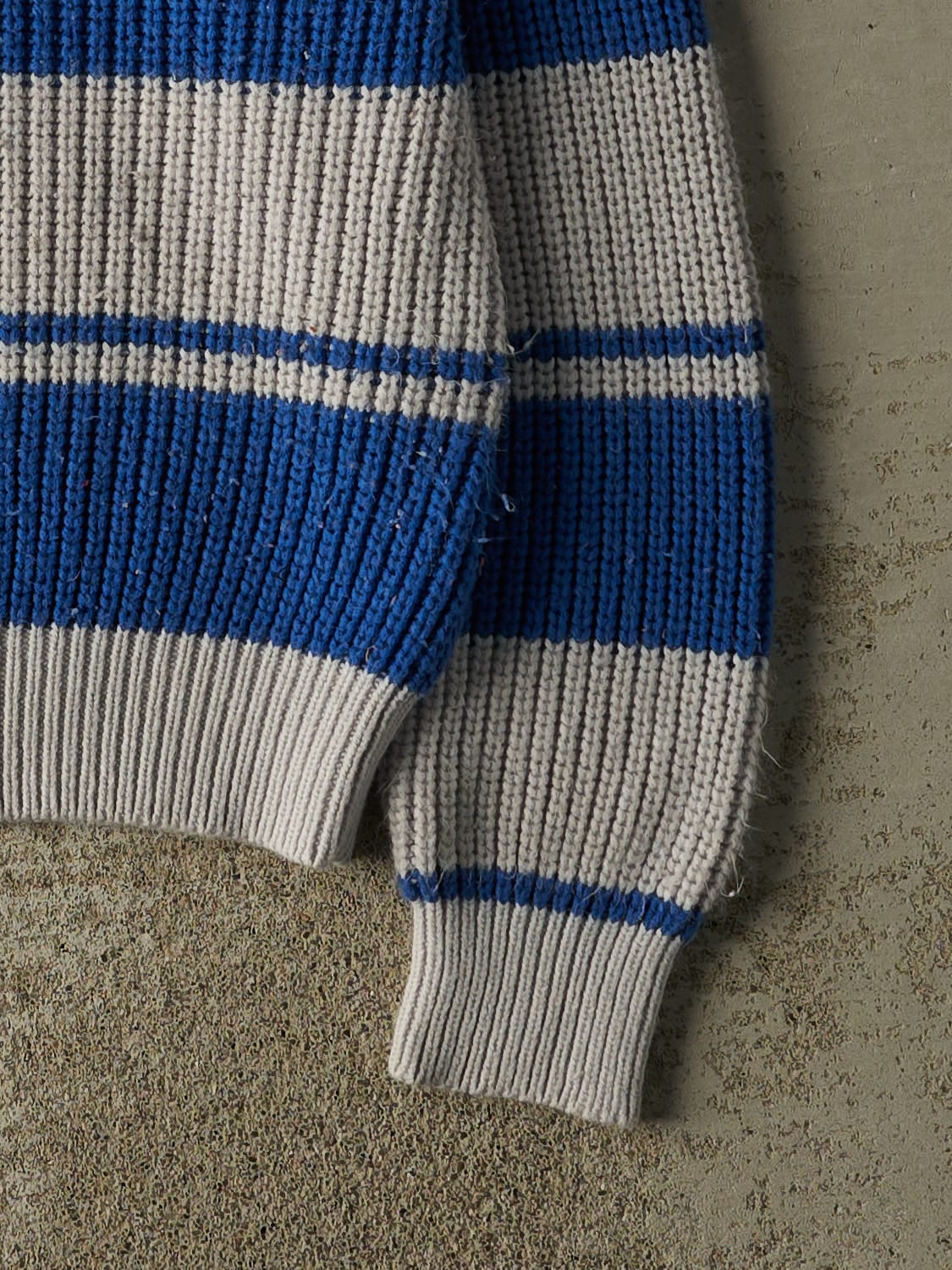 Vintage 90s Grey & Blue Striped Fisherman Knit (S/M)
