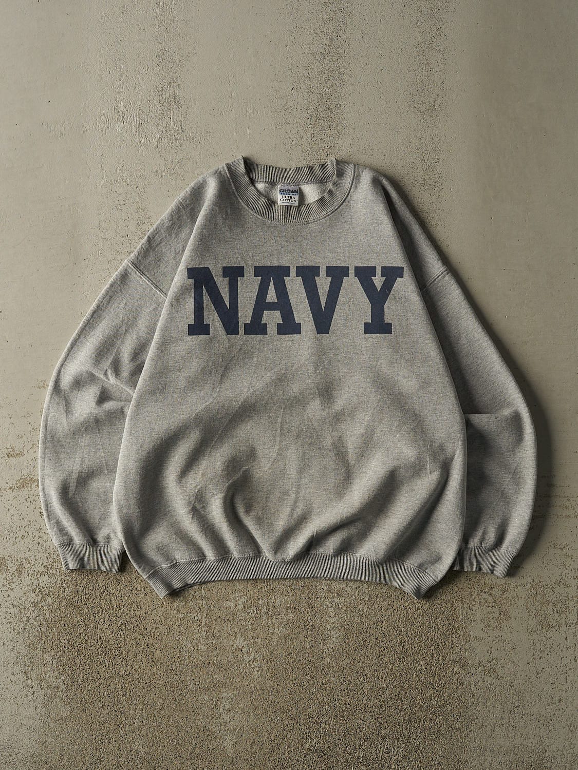 Vintage Y2K Grey US Navy Crewneck (L/XL)