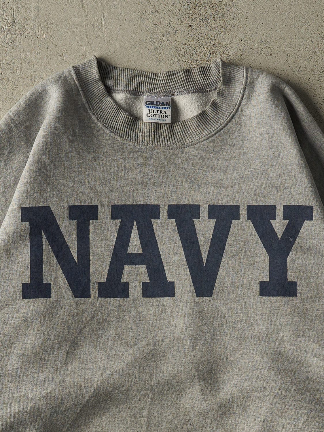 Vintage Y2K Grey US Navy Crewneck (L/XL)