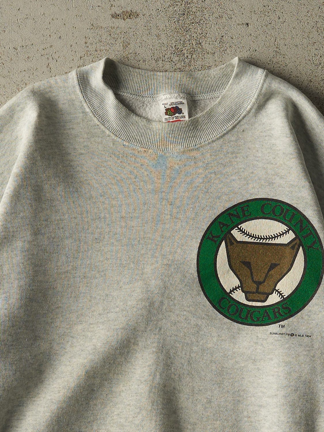 Vintage 94' Heather Grey Kane County Cougars Crewneck (M)