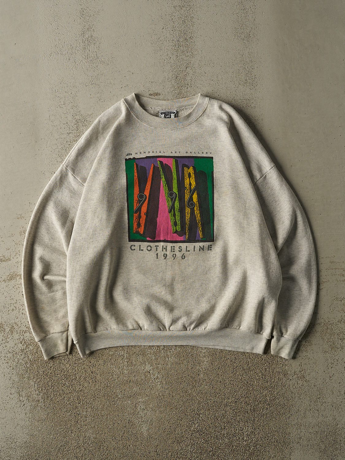 Vintage 96' Heather Grey Kurt W. Pfeiffer "Clothesline" Art Crewneck (L/XL)