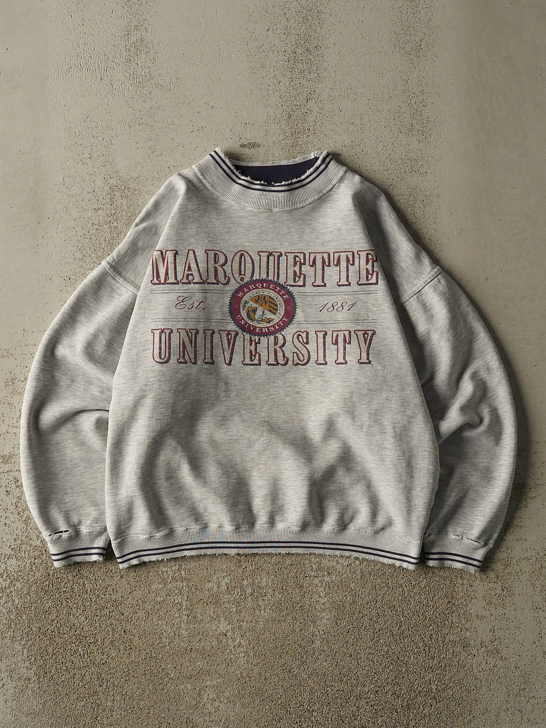 Vintage 90s Heather Grey Marquette University Ribbed Crewneck (M)