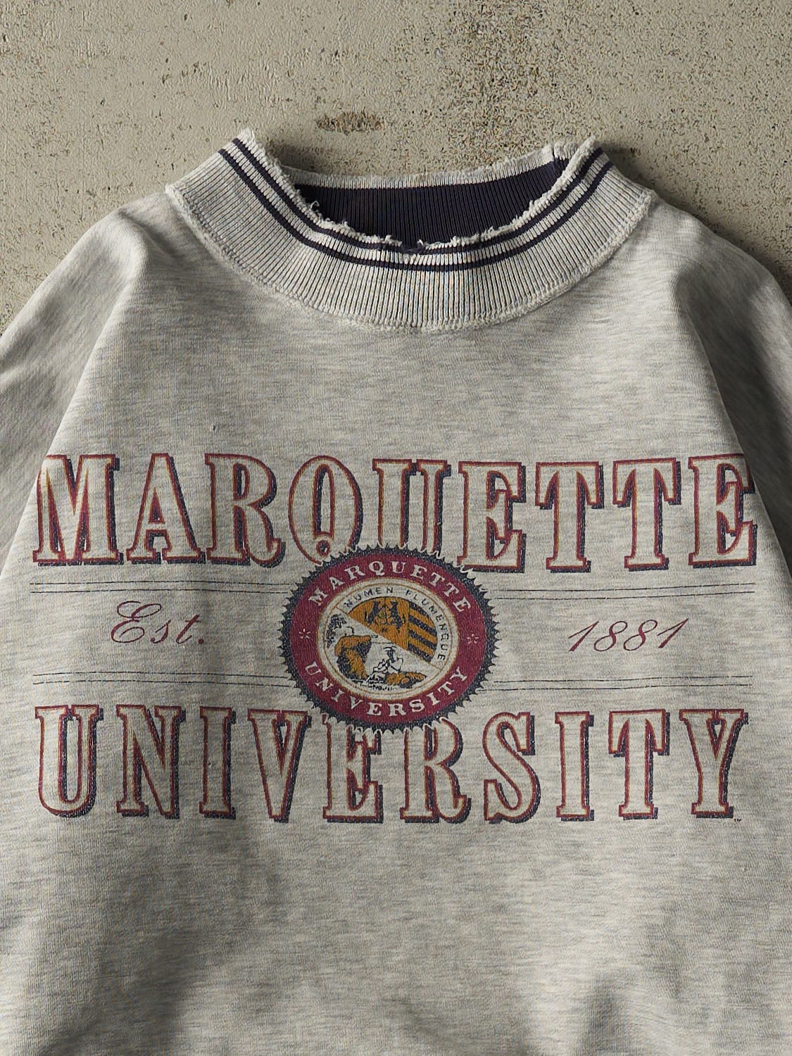 Vintage 90s Heather Grey Marquette University Ribbed Crewneck (M)