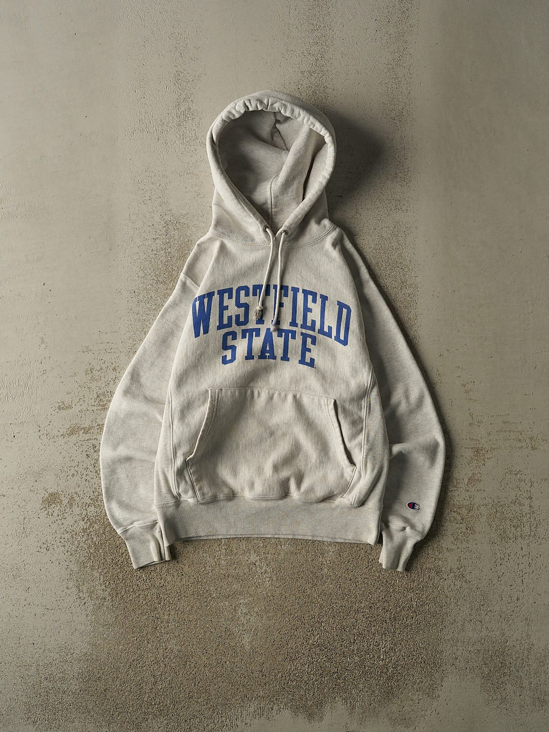 Vintage Y2K Heather Grey Westfield State Champion Reverse Weave Hoodie (S/M)