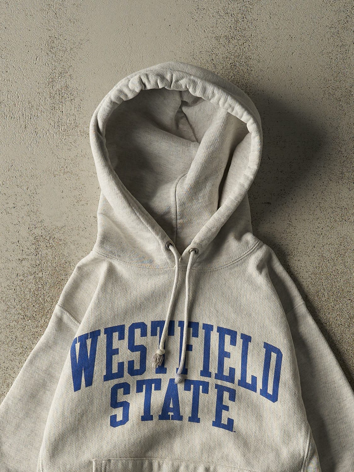 Vintage Y2K Heather Grey Westfield State Champion Reverse Weave Hoodie (S/M)