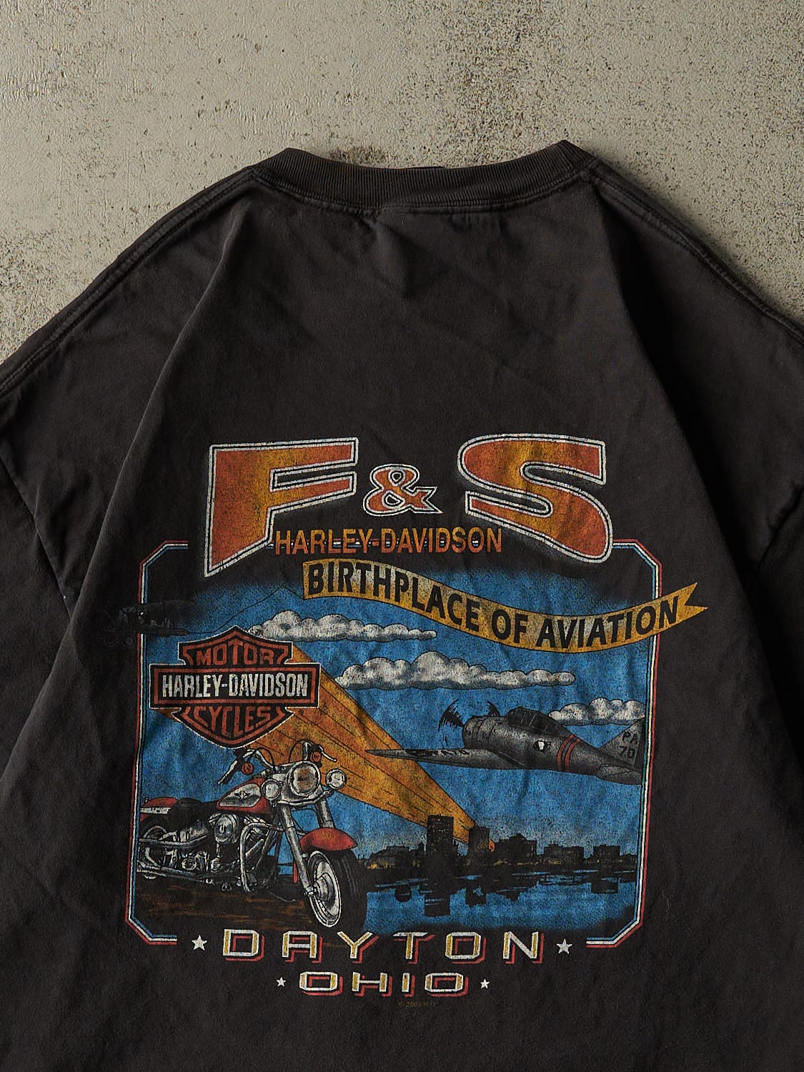 Vintage 04' Black Harley Davidson Dayton Ohio Tee (L/XL)