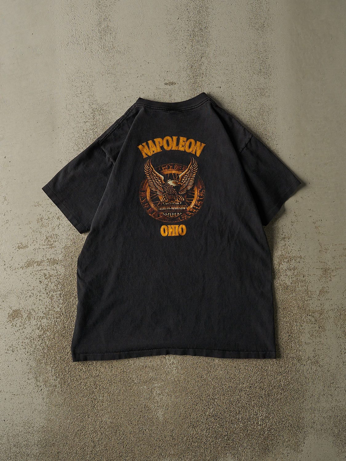 Vintage 90s Black Harley Davidson Napoleon OH Tee (L)