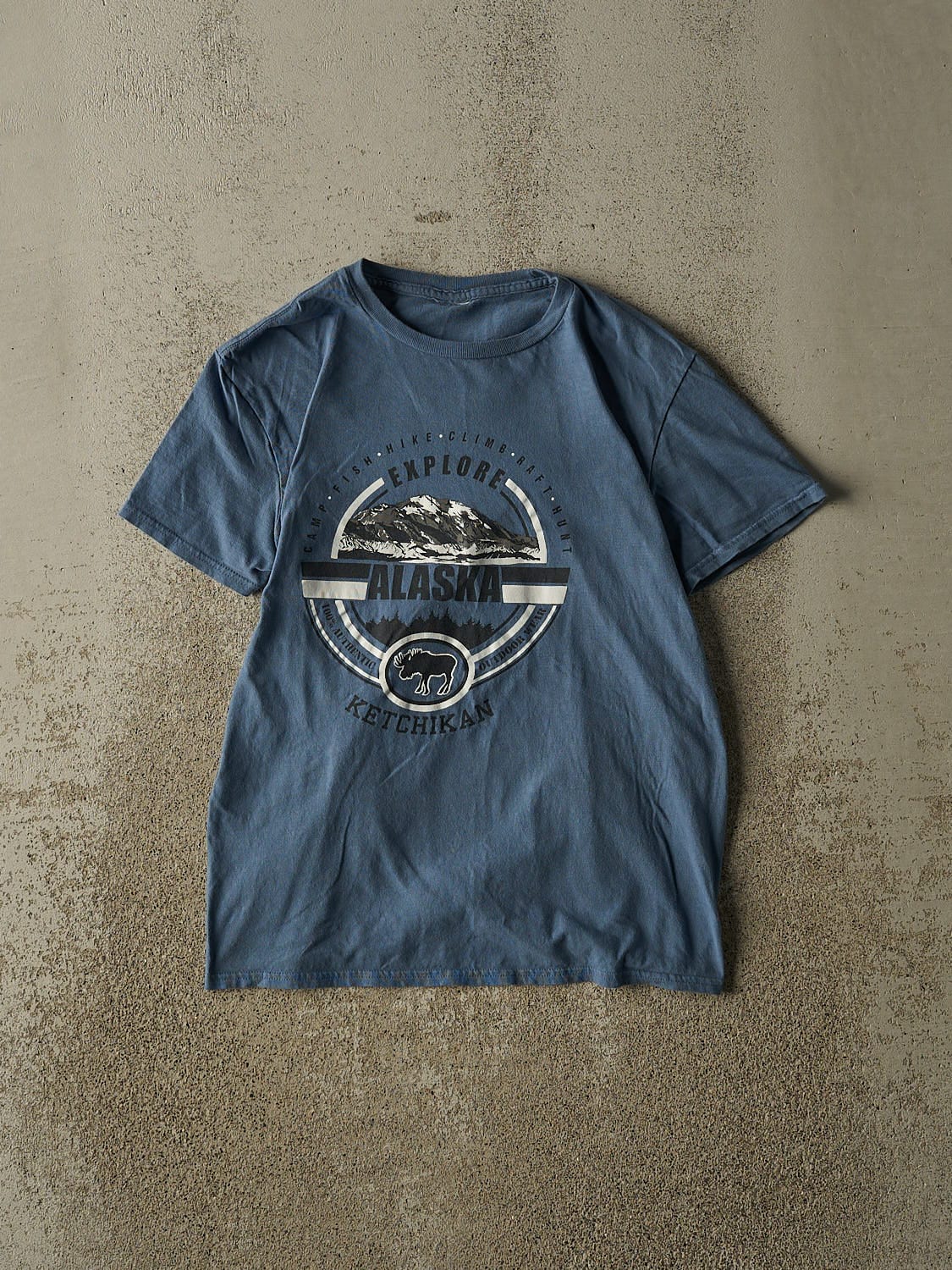 Vintage Y2K Slate Blue Alaska Tee (XS/S)