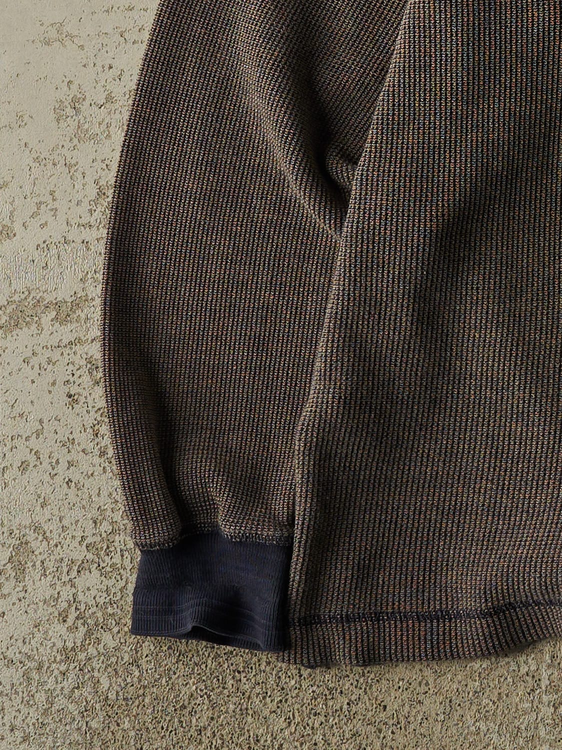Vintage 90s Brown Nautica Quarter Button Thermal Long Sleeve (XL)