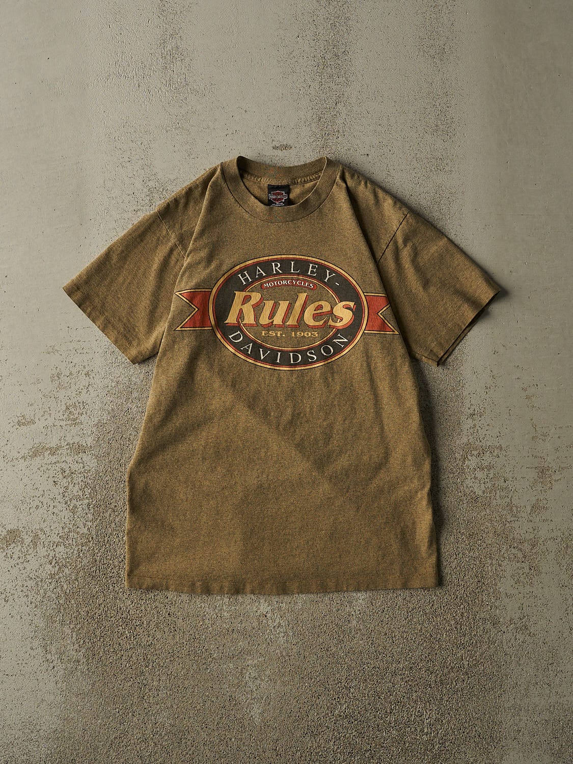 Vintage 90s Beige Harley Davidson Napoleon OH Tee (S/M)