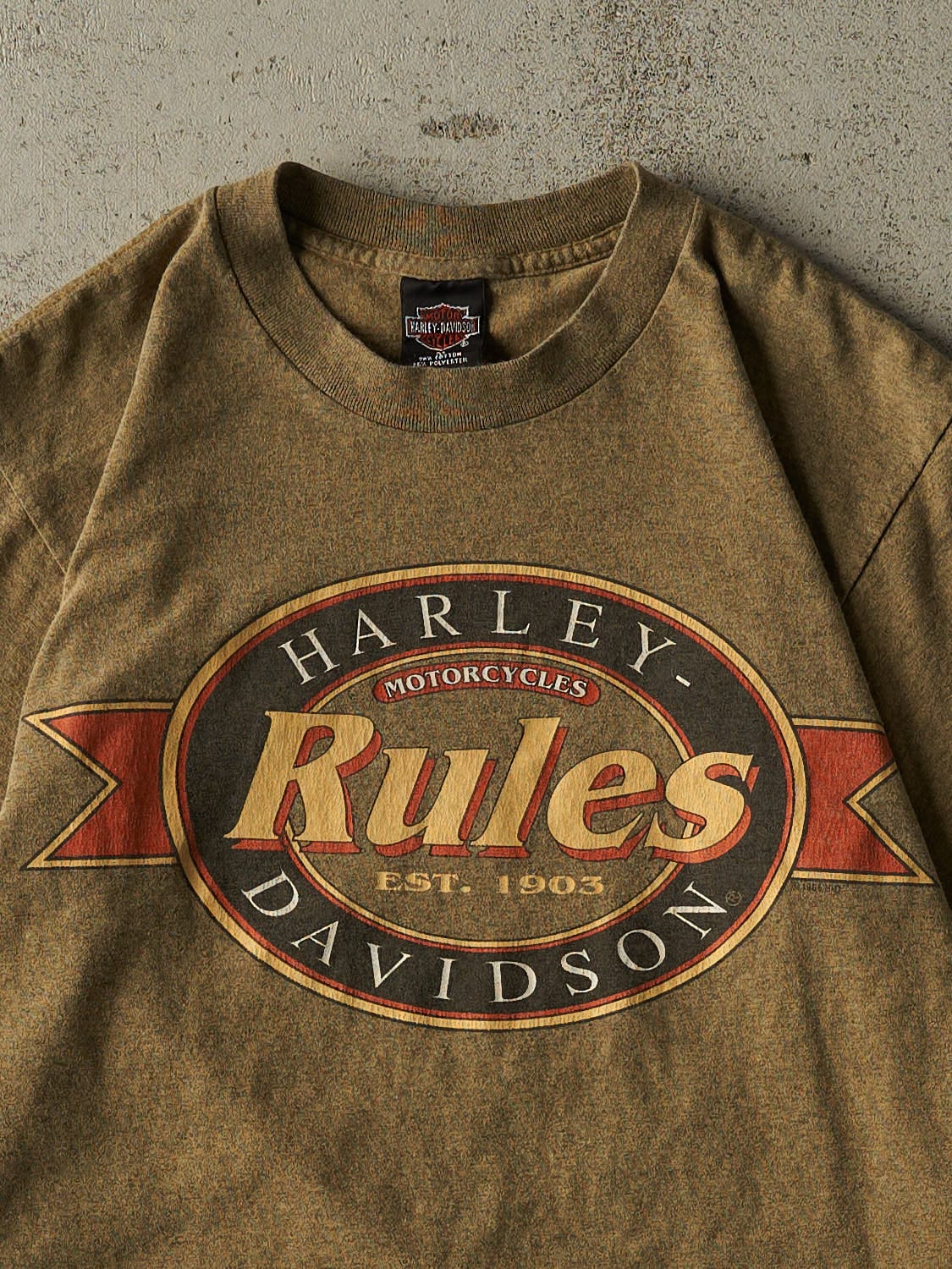 Vintage 90s Beige Harley Davidson Napoleon OH Tee (S/M)