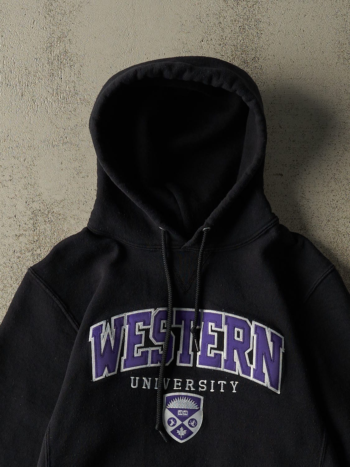 Vintage Y2K Black Russell Athletic Western University Hoodie (S/M)