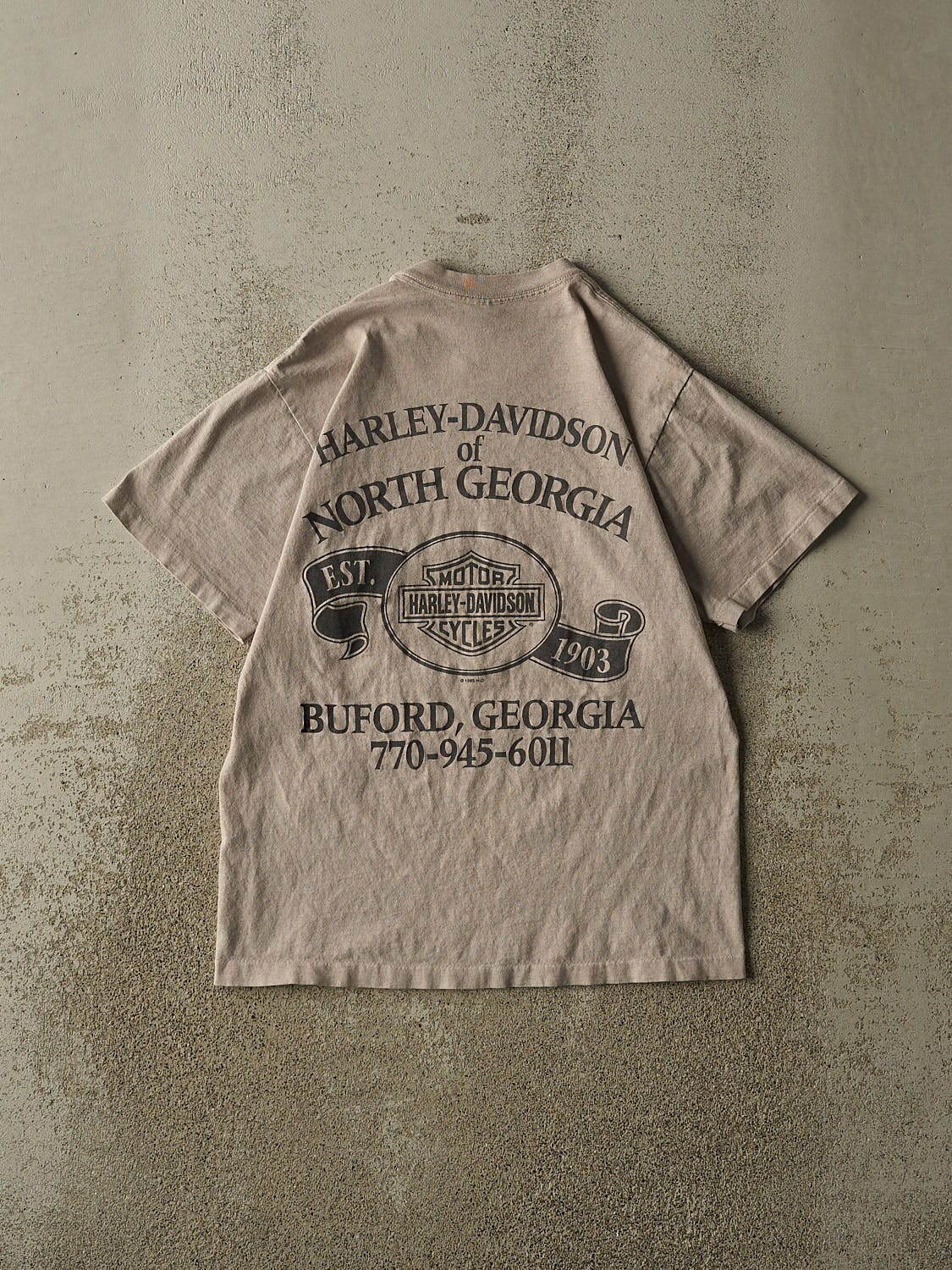 Vintage 95' Beige Harley Davidson Buford GA Tee (S/M)