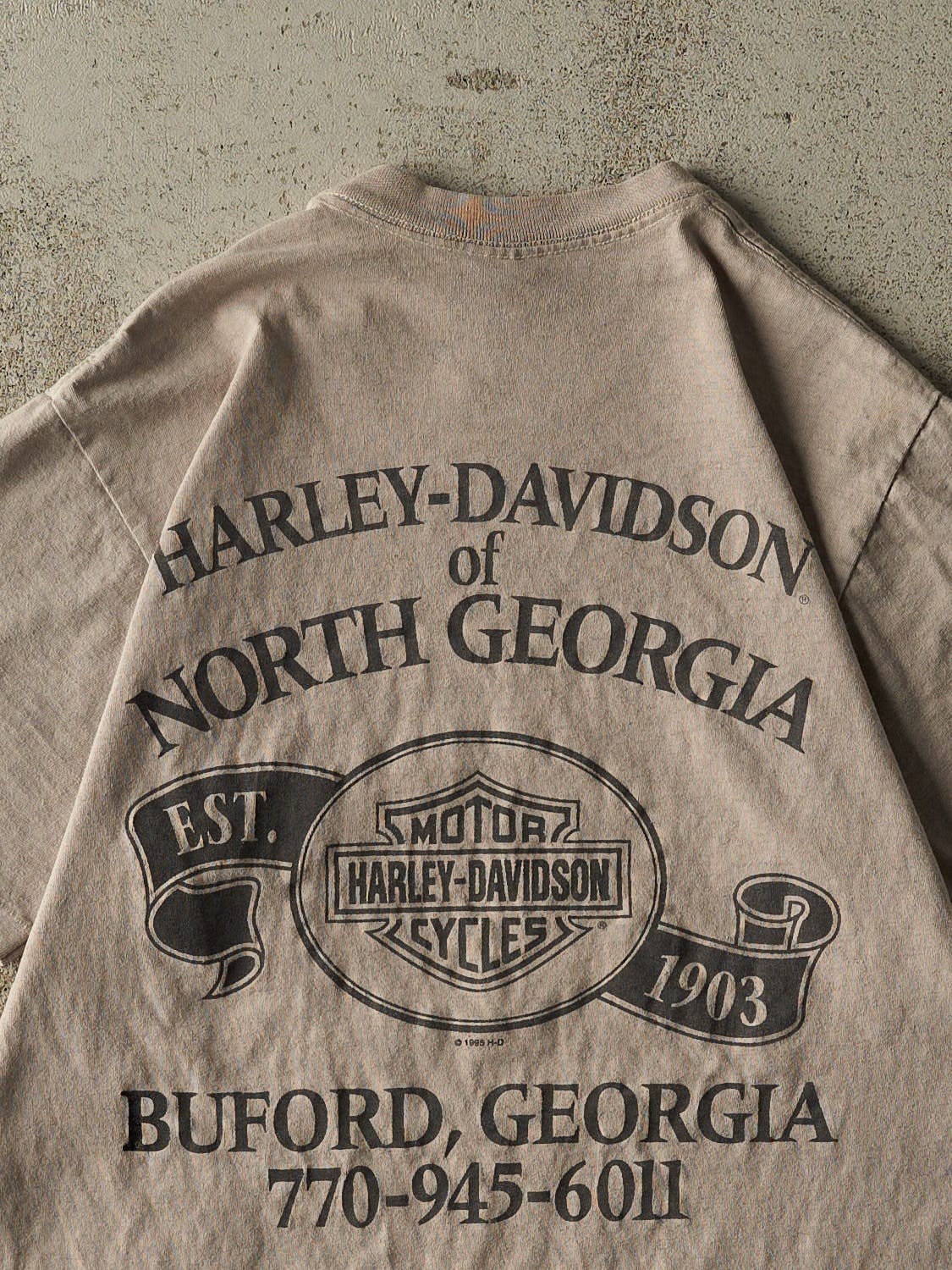 Vintage 95' Beige Harley Davidson Buford GA Tee (S/M)