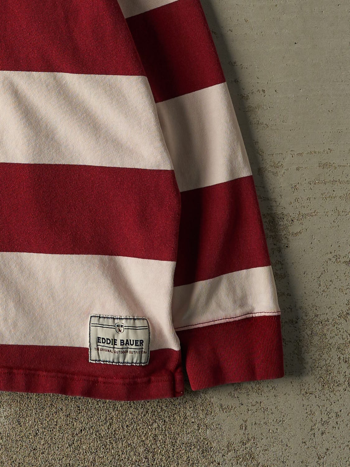 Vintage Y2K Red & White Eddie Bauer Striped Rugby Long Sleeve (XL)