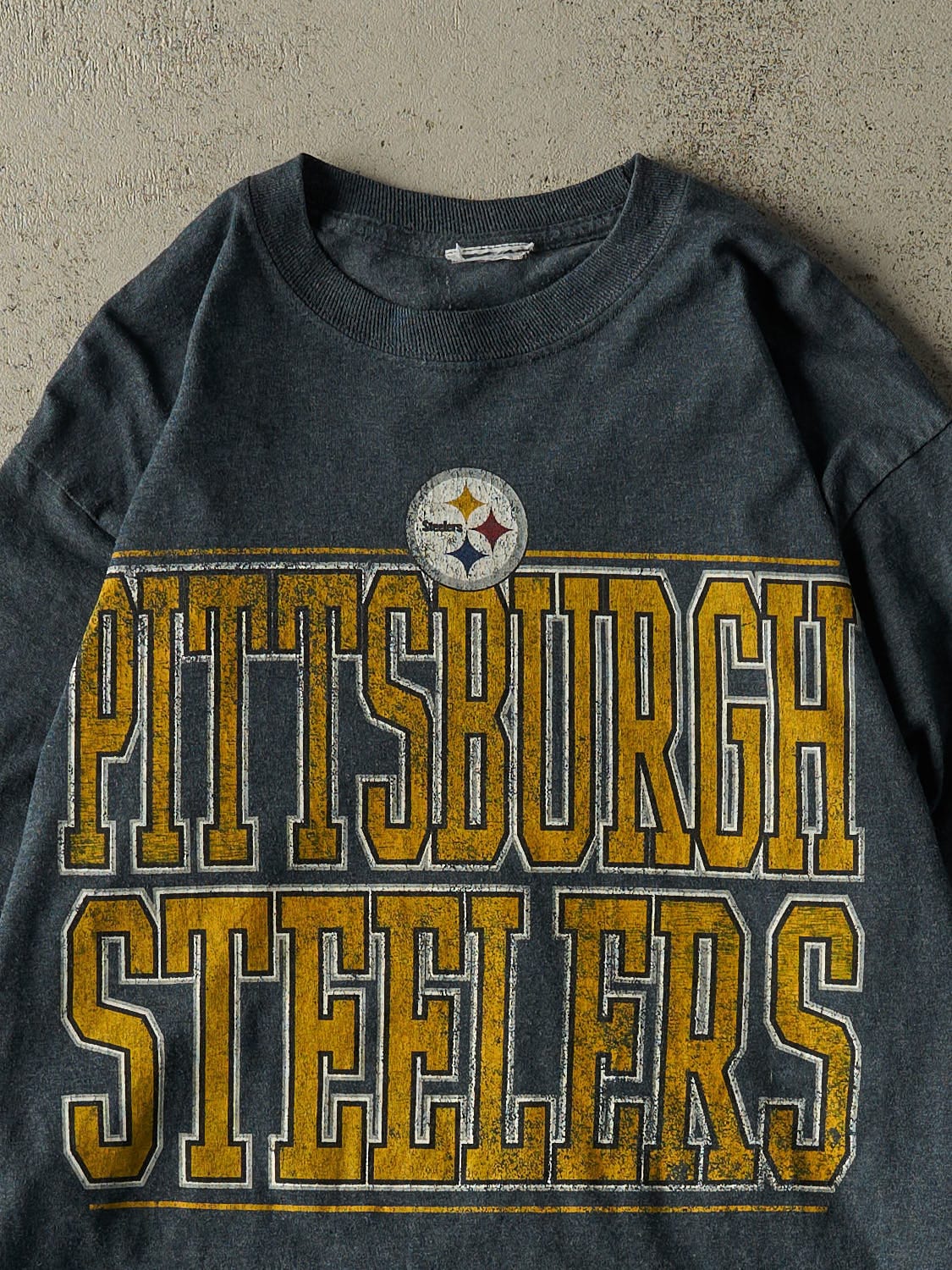 Vintage Y2K Charcoal Grey Pittsburgh Steelers Long Sleeve (S/M)