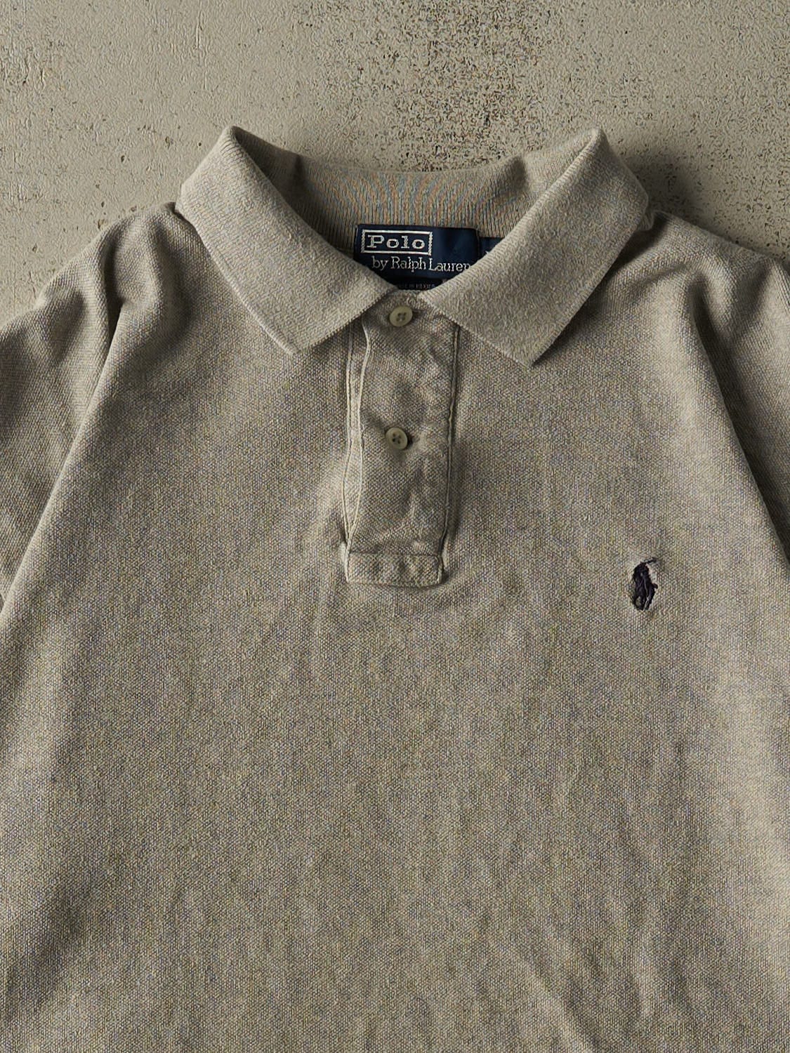 Vintage 90s Grey Polo Quarter Button Tee (L/XL)