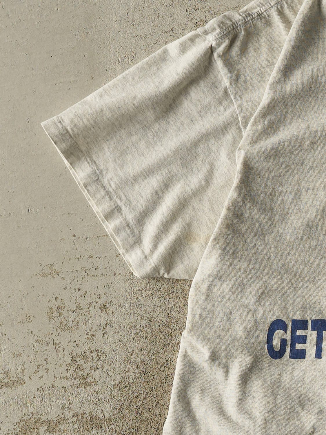 Vintage 80s Heather Grey "Get The Picture" Football Tee (L)