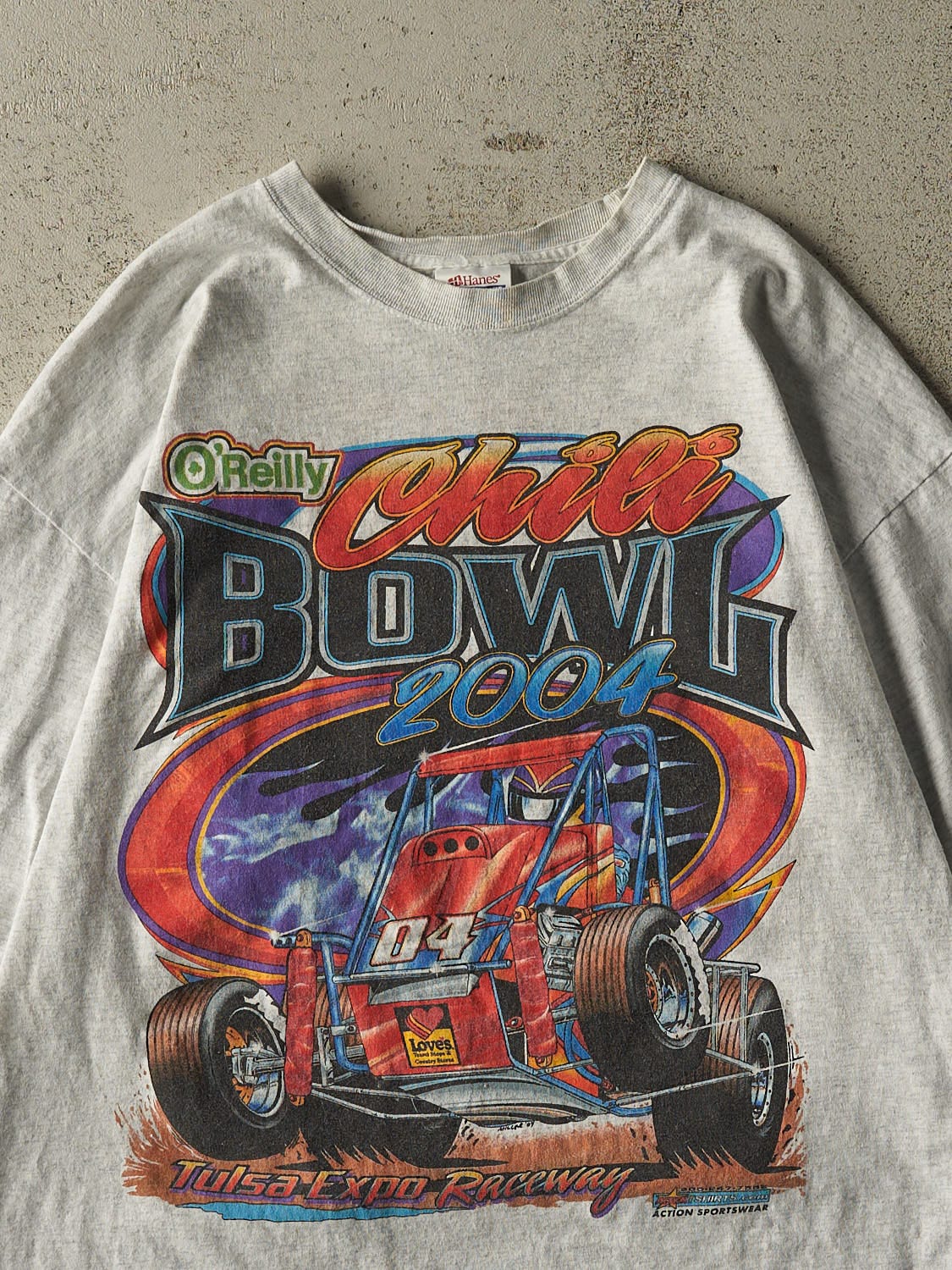 Vintage 04' Heather Grey Chili Bowl Racing Long Sleeve (L)