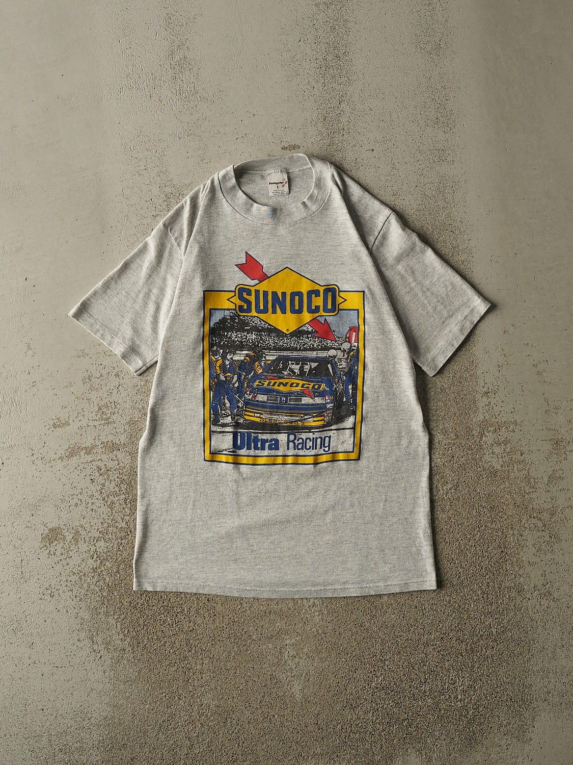 Vintage 80s Heather Grey Sunoco Racing Tee (S/M)