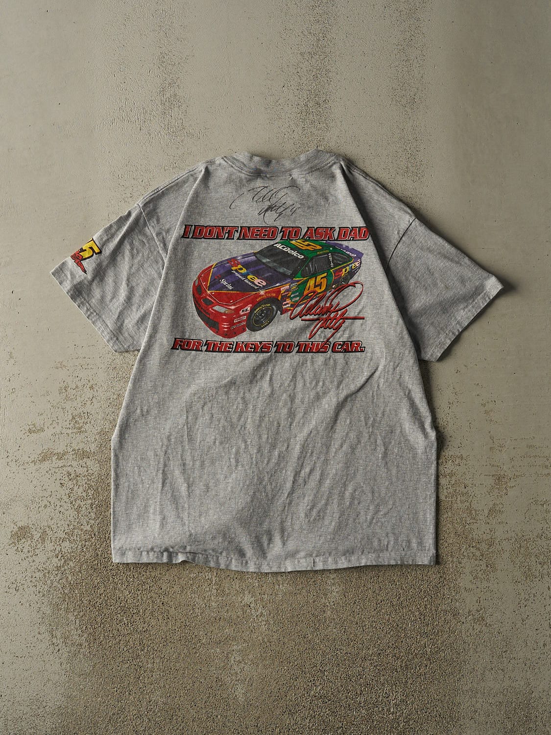 Vintage 90s Grey No Fear Nascar Racing Tee (L/XL)