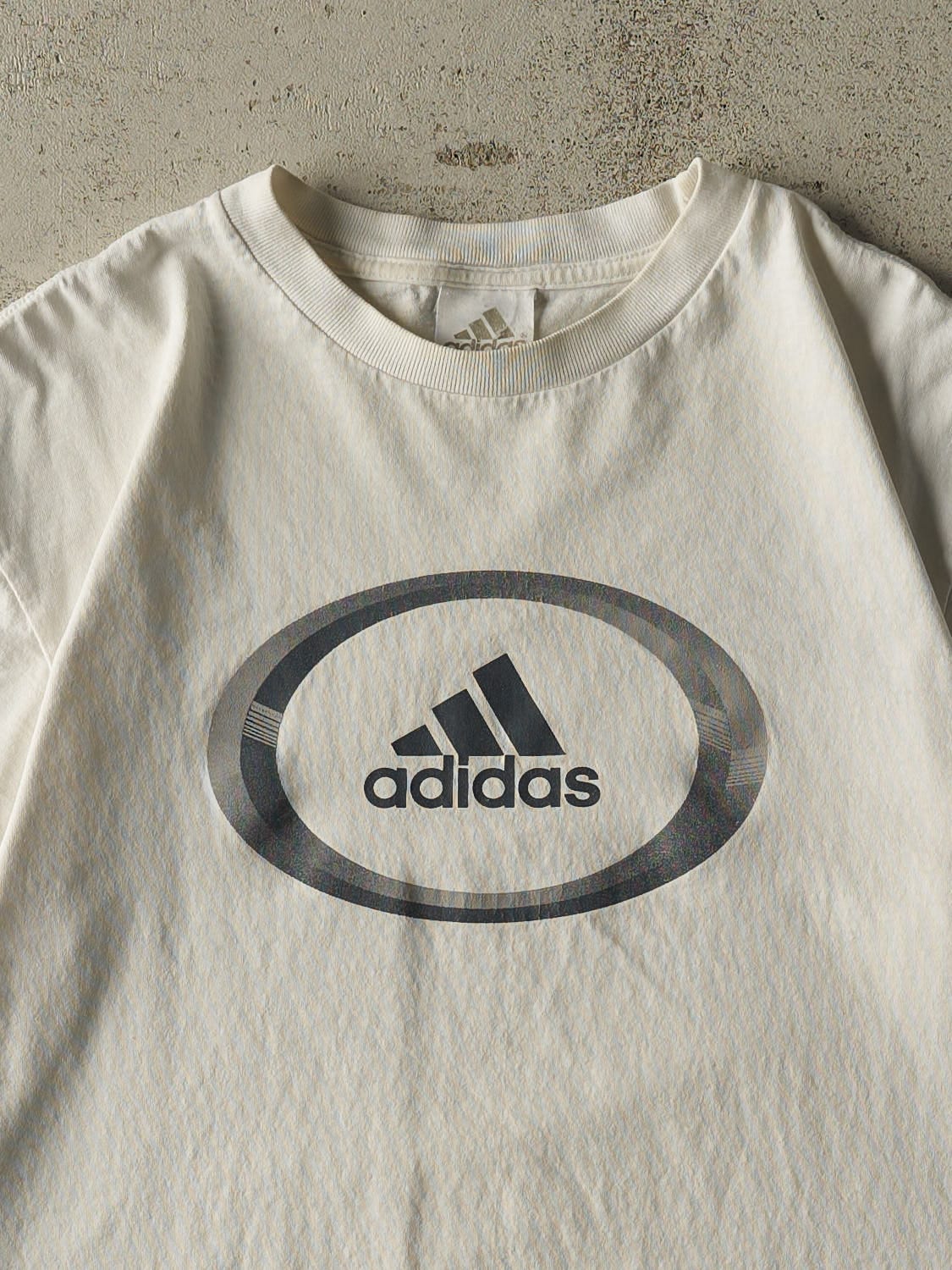 Vintage 90s White Adidas Logo Tee (M/L)