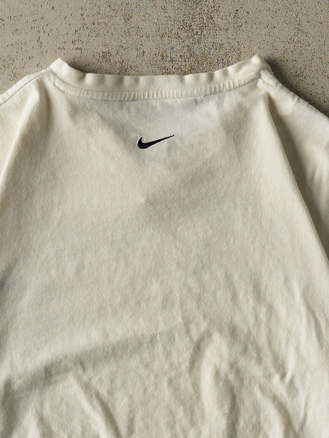 Vintage 90s White Nike Embroidered V Neck Tee (L/XL)