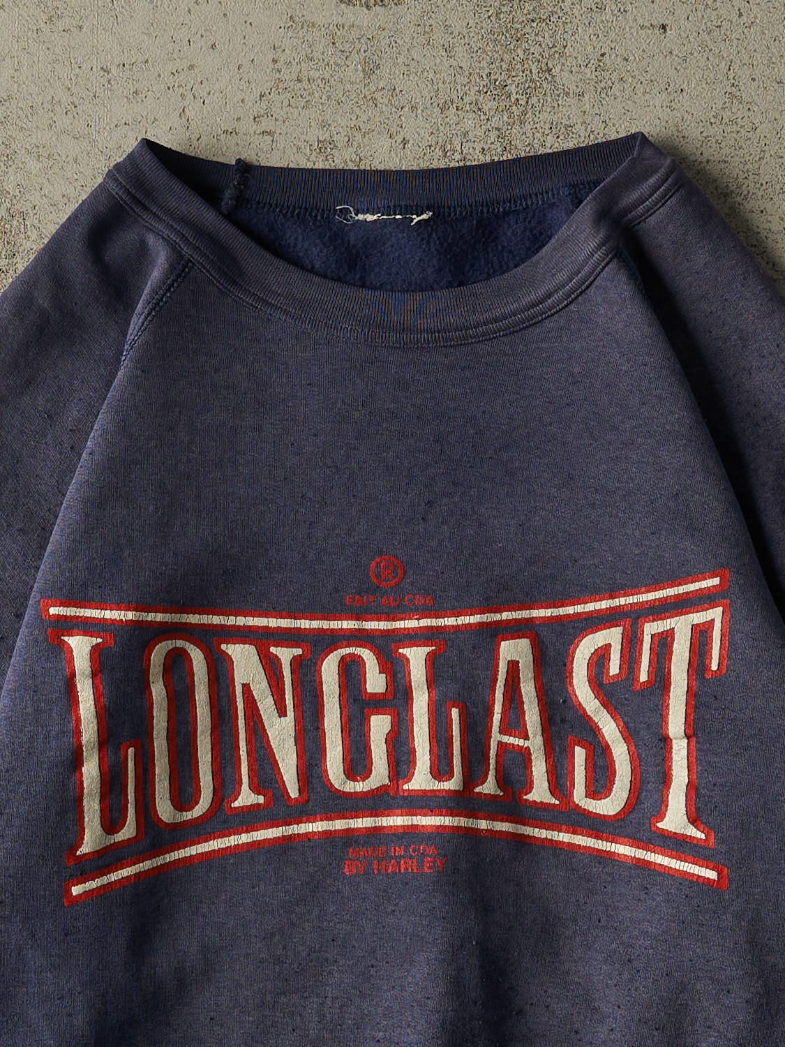 Vintage 80s RARE Sun Faded Navy Long Last Harley Crewneck (XS)