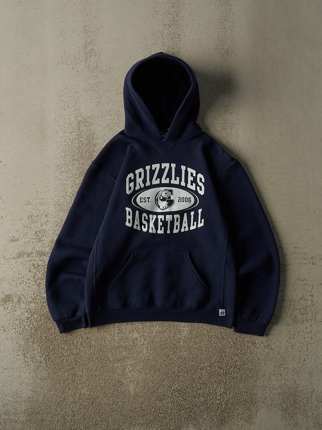 Vintage Y2K Navy Blue Russell Athletic Grizzlies Basketball Hoodie (XS)
