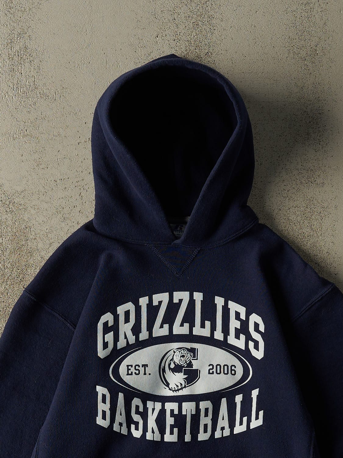 Vintage Y2K Navy Blue Russell Athletic Grizzlies Basketball Hoodie (XS)