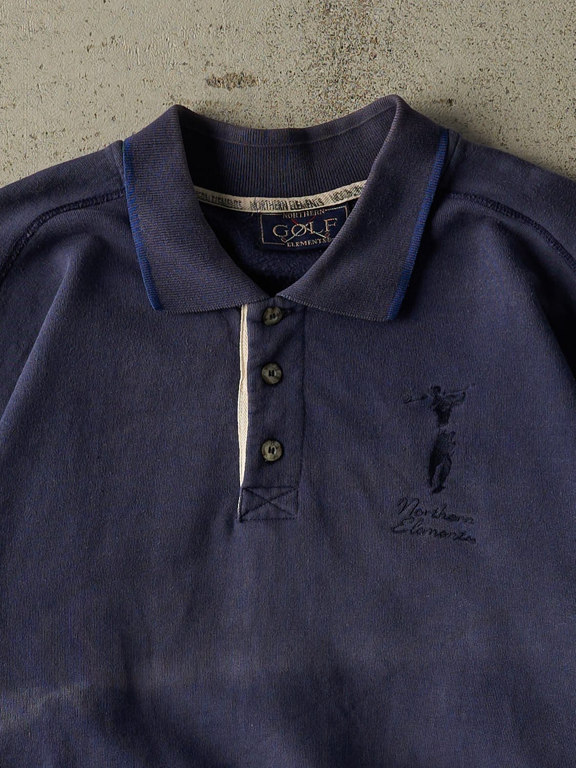 Vintage 90s Sun Faded Navy Northern Elements Golf Quarter Button Sweater (M/L)