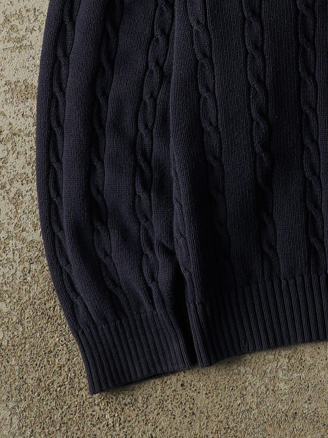 Vintage 90s Navy Blue Tommy Hilfiger Embroidered Cable Knit (L/XL)
