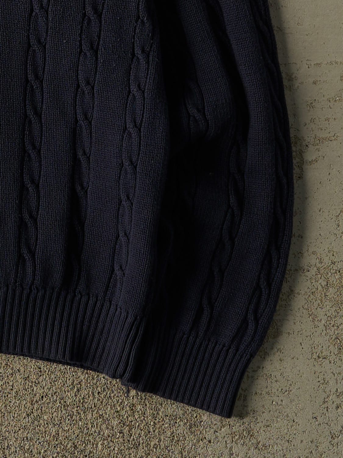 Vintage 90s Navy Blue Tommy Hilfiger Embroidered Cable Knit (L/XL)