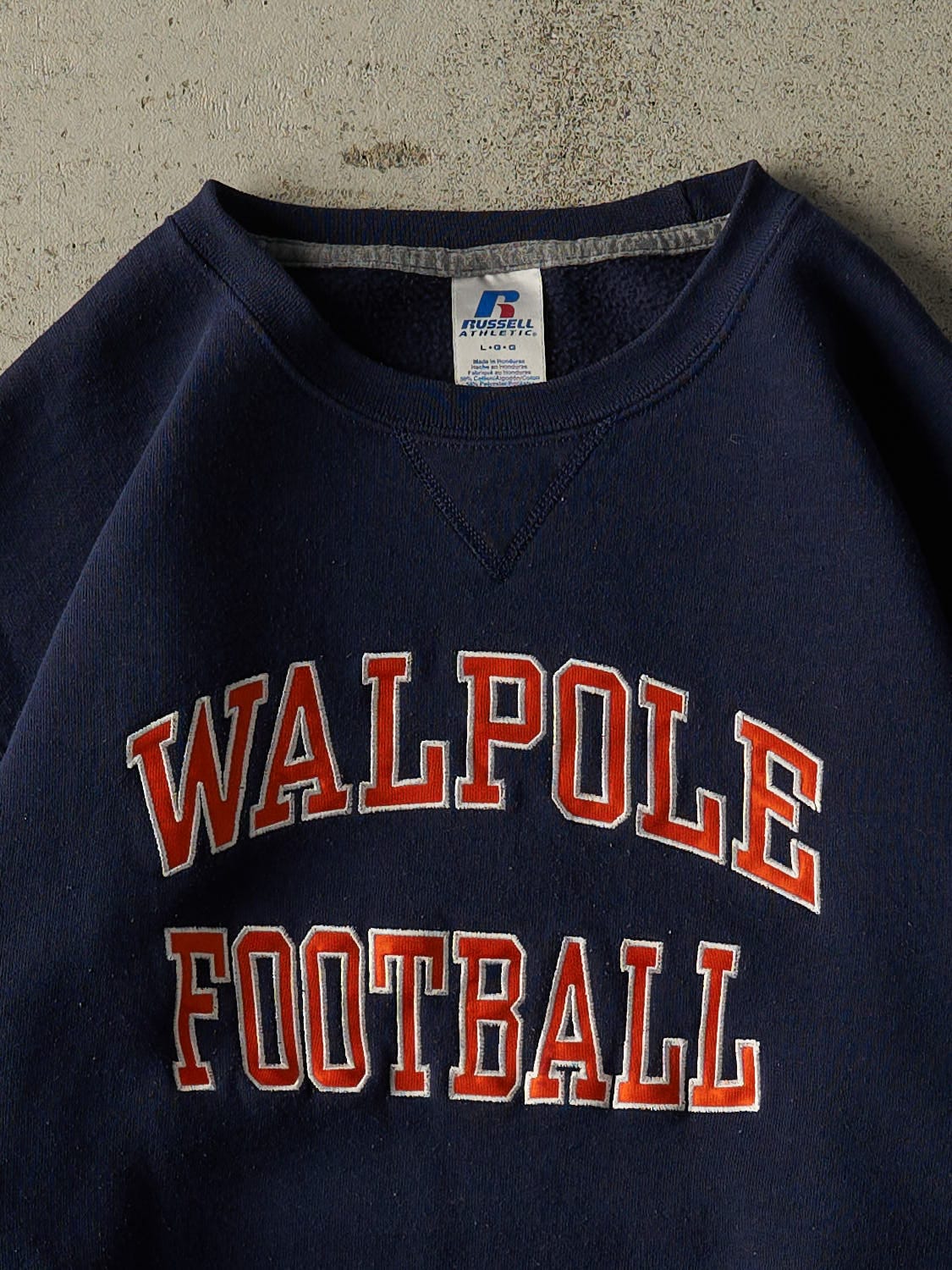 Vintage Y2K Navy Blue Russell Athletic Walpole Football Crewneck (M/L)