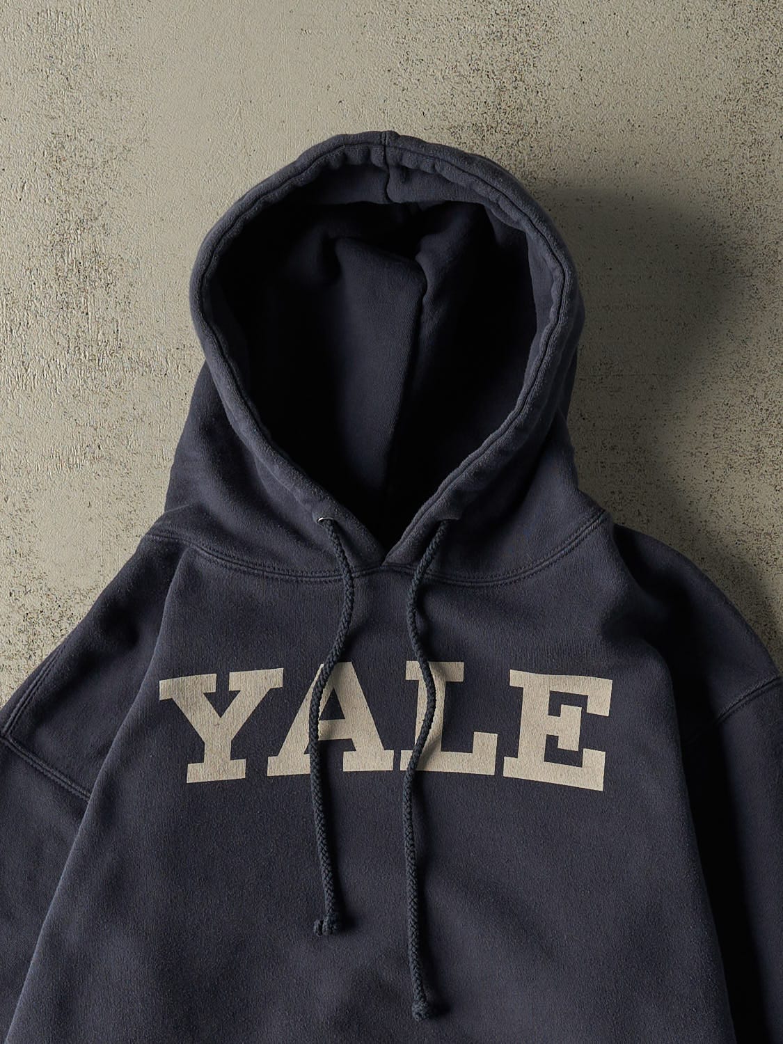 Vintage Y2K Sun Faded Navy Yale University Hoodie (M)