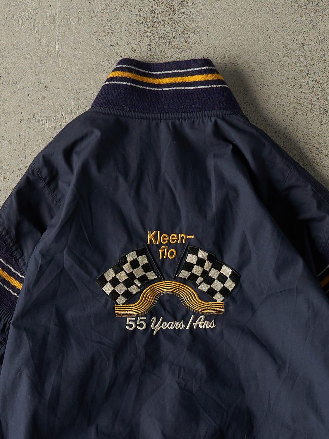 Vintage 90s Navy Blue Bomber Embroidered Jacket (M/L)