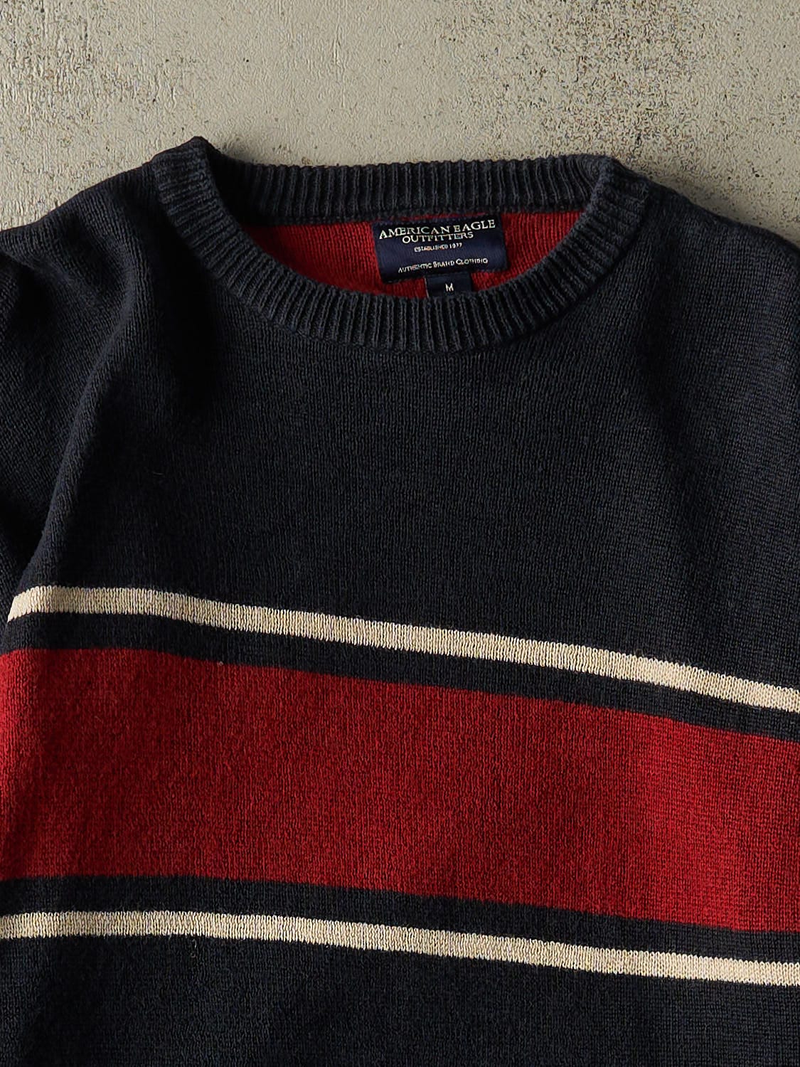 Vintage Y2K Navy Blue American Eagle Striped Knit (M/L)