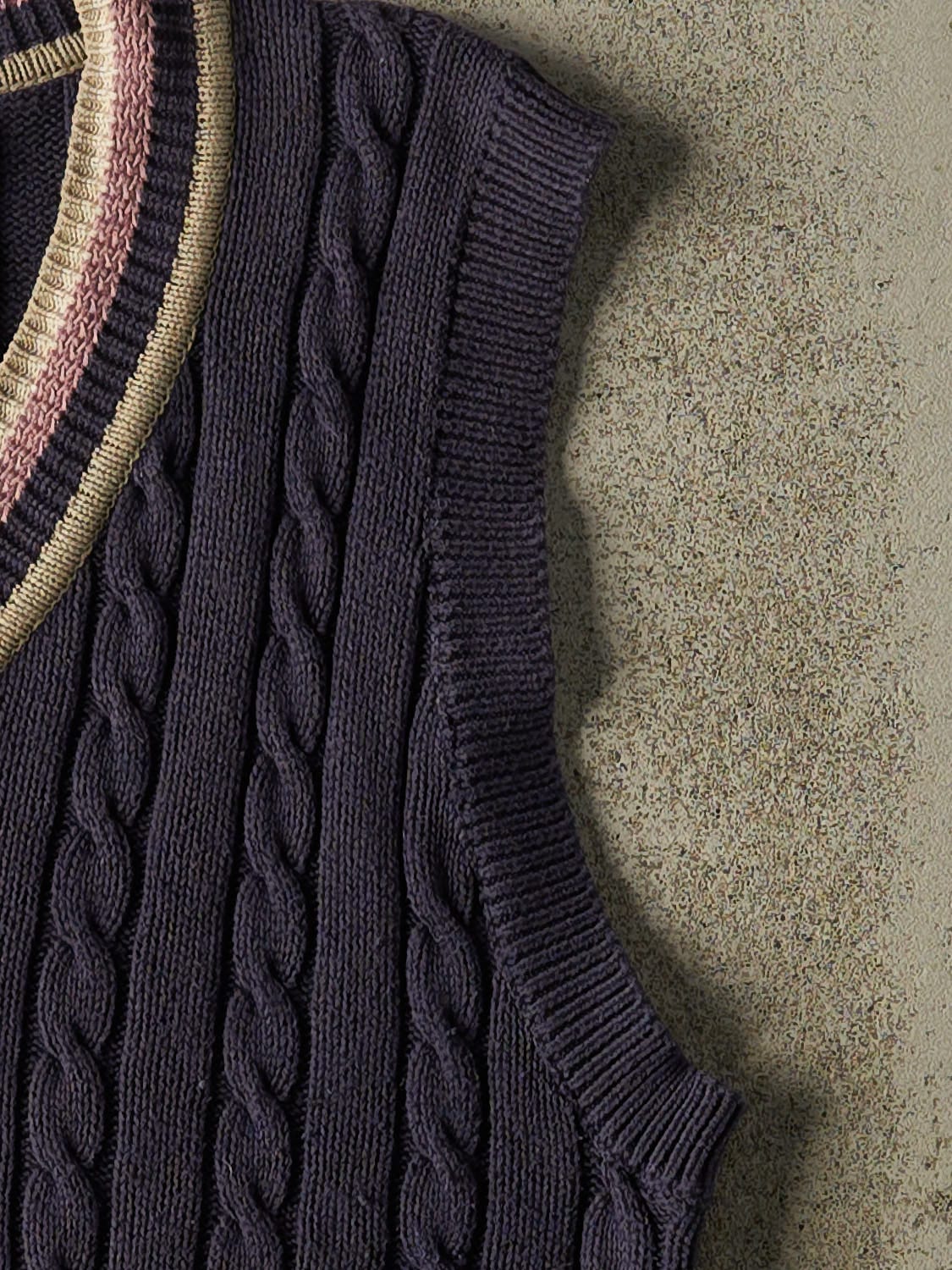 Vintage 90s Navy Blue Cable Knit Sweater Vest (S/M)