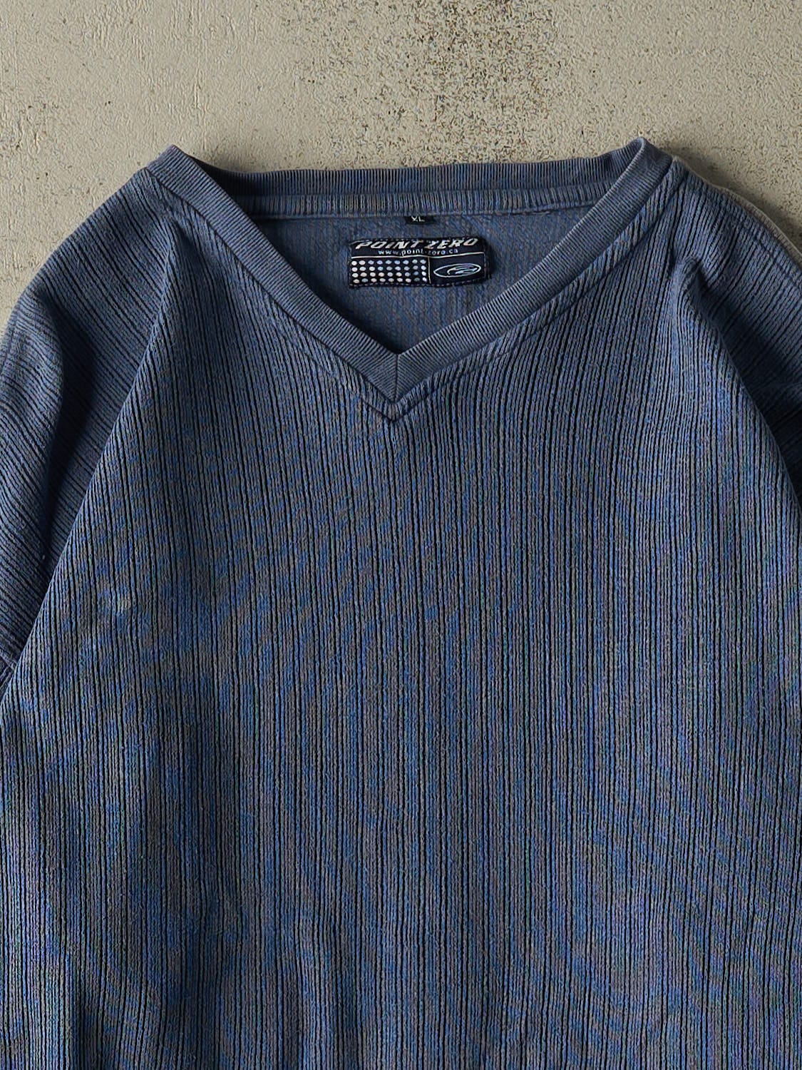 Vintage Y2K Blue Point Zero Textured Long Sleeve (L/XL)