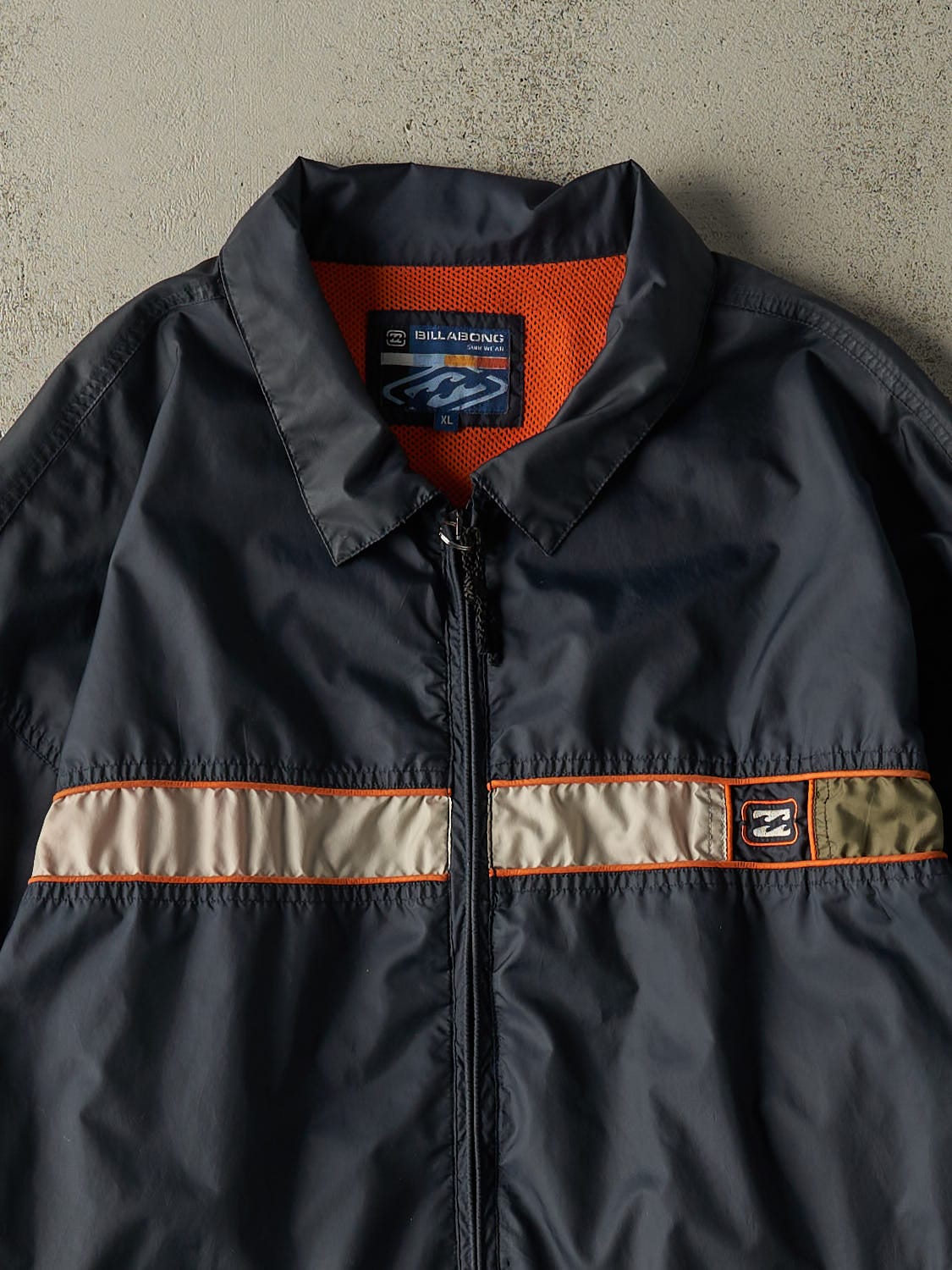 Vintage Y2K Navy Blue Billabong Zip Up Windbreaker Jacket (XL/XXL)