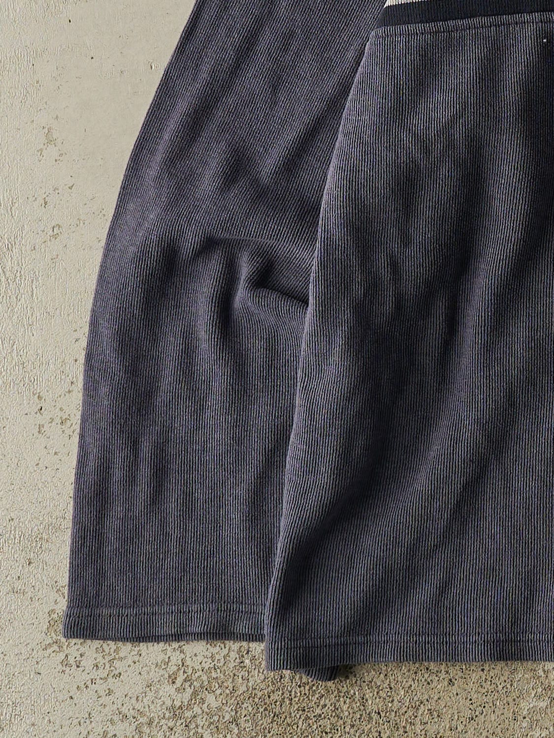 Vintage 90s Washed Blue Striped Textured Long Sleeve (XL)
