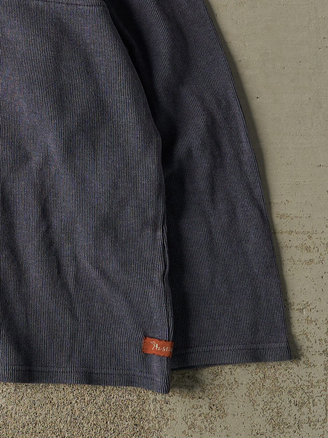 Vintage 90s Washed Blue Striped Textured Long Sleeve (XL)