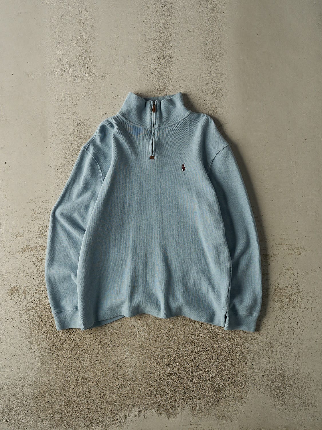 Vintage 90s Baby Blue Polo Quarter Zip Knit (L/XL)