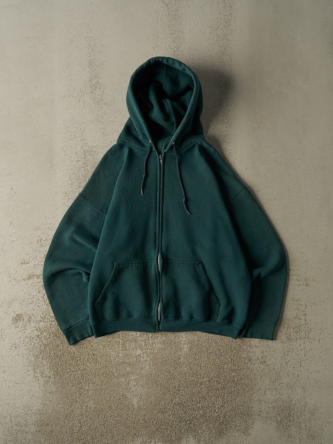 Vintage 90s Green Blank Zip Up Hoodie (L/XL)