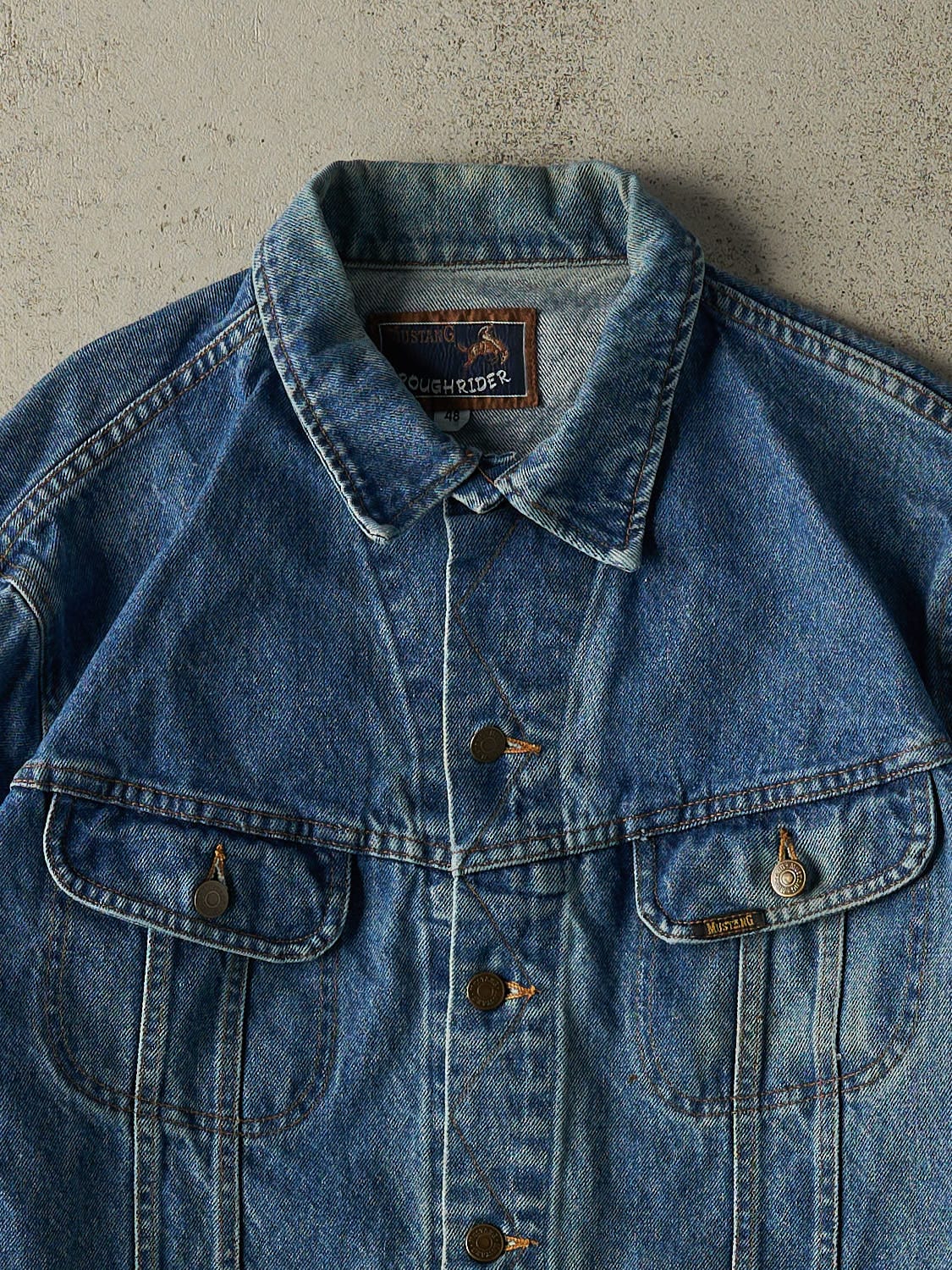 Vintage 90s Mid Wash Mustang Roughriders Denim Jacket (M)